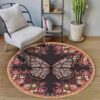 Butterfly Stay With Me Round Carpet Floor Rug Living Room Bedroom Decor Round Area Rug Carpet