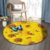 Butterfly Sunflower 1 Round Carpet Floor Rug Living Room Bedroom Decor Round Area Rug Carpet