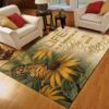 Butterfly Sunflower Rug Sport Decor Gift Floor Decor Living Room Carpet Rug Area Rug - c2259c578d99