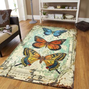 Butterfly Vintage Art Rug Sport Decor Gift Floor Decor Living Room Carpet Rug Area Rug - 50c8cf5ab8d6