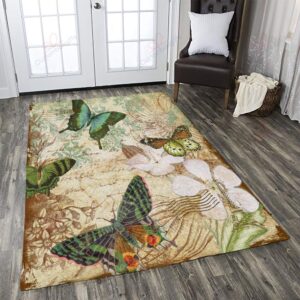 Butterfly Vintage Rug Sport Decor Gift Floor Decor Living Room Carpet Rug Area Rug - c5f9ce97f684