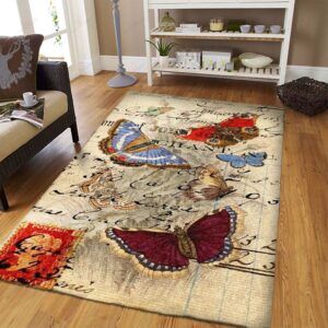 Butterfly Vintage Rug Sport Decor Gift Floor Decor Living Room Carpet Rug Area Rug - 6c53b9c77786