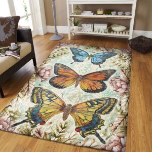 Butterfly Vintage Rug Sport Decor Gift Floor Decor Living Room Carpet Rug Area Rug - ec5473bb6736