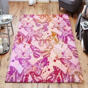 Butterfly Watercolor Rug Sport Decor Gift Floor Decor Living Room Carpet Rug Area Rug - 2cd832e2afc2