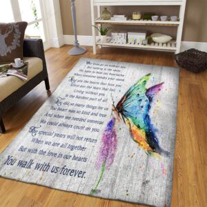 Butterfly You Walk With Us Forever Rug Sport Decor Gift Floor Decor Living Room Carpet Rug Area Rug - 068d63dc08e0