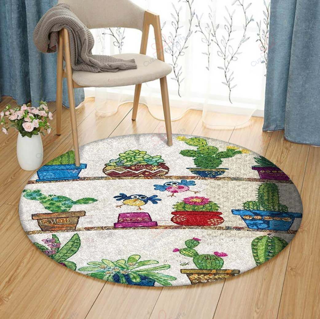 Cactus And Birds Round Carpet Floor Rug Living Room Bedroom Decor Round Area Rug Carpet Cactus And Birds Round Carpet Floor Rug Living Room Bedroom Decor Round Area Rug Carpet