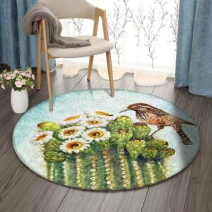 Cactus Bird Round Carpet Floor Rug Living Room Bedroom Decor Round Area Rug Carpet