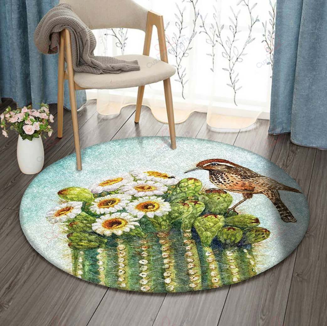 Cactus Bird Round Carpet Floor Rug Living Room Bedroom Decor Round Area Rug Carpet Cactus Bird Round Carpet Floor Rug Living Room Bedroom Decor Round Area Rug Carpet