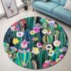Cactus Flower Round Carpet Floor Rug Living Room Bedroom Decor Round Area Rug Carpet