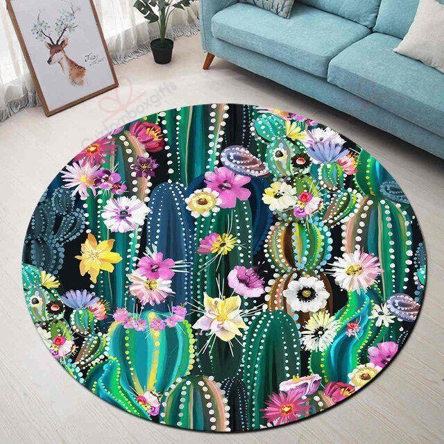 Cactus Flower Round Carpet Floor Rug Living Room Bedroom Decor Round Area Rug Carpet Cactus Flower Round Carpet Floor Rug Living Room Bedroom Decor Round Area Rug Carpet