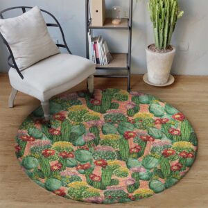Cactus Painting 3 Round Carpet Floor Rug Living Room Bedroom Decor Round Area Rug Carpet