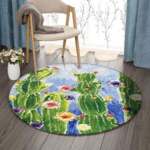 Cactus Painting 4 Round Carpet Floor Rug Living Room Bedroom Decor Round Area Rug Carpet