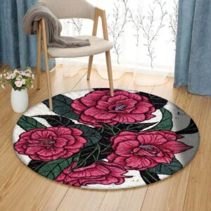 Camellia Round Carpet Floor Rug Living Room Bedroom Decor Round Area Rug Carpet