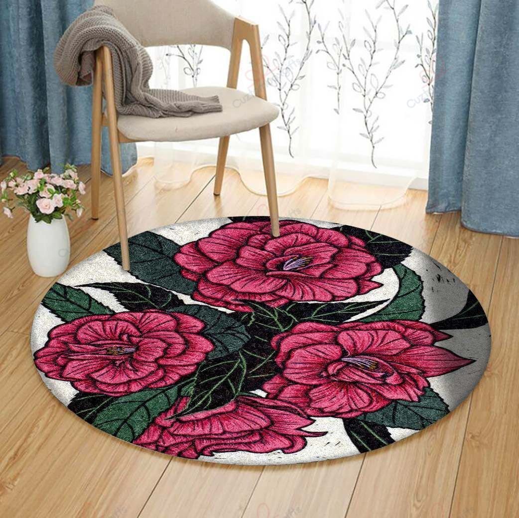 Camellia Round Carpet Floor Rug Living Room Bedroom Decor Round Area Rug Carpet Camellia Round Carpet Floor Rug Living Room Bedroom Decor Round Area Rug Carpet