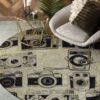 Camera Pattern Round Carpet Floor Rug Living Room Bedroom Decor Round Area Rug Carpet