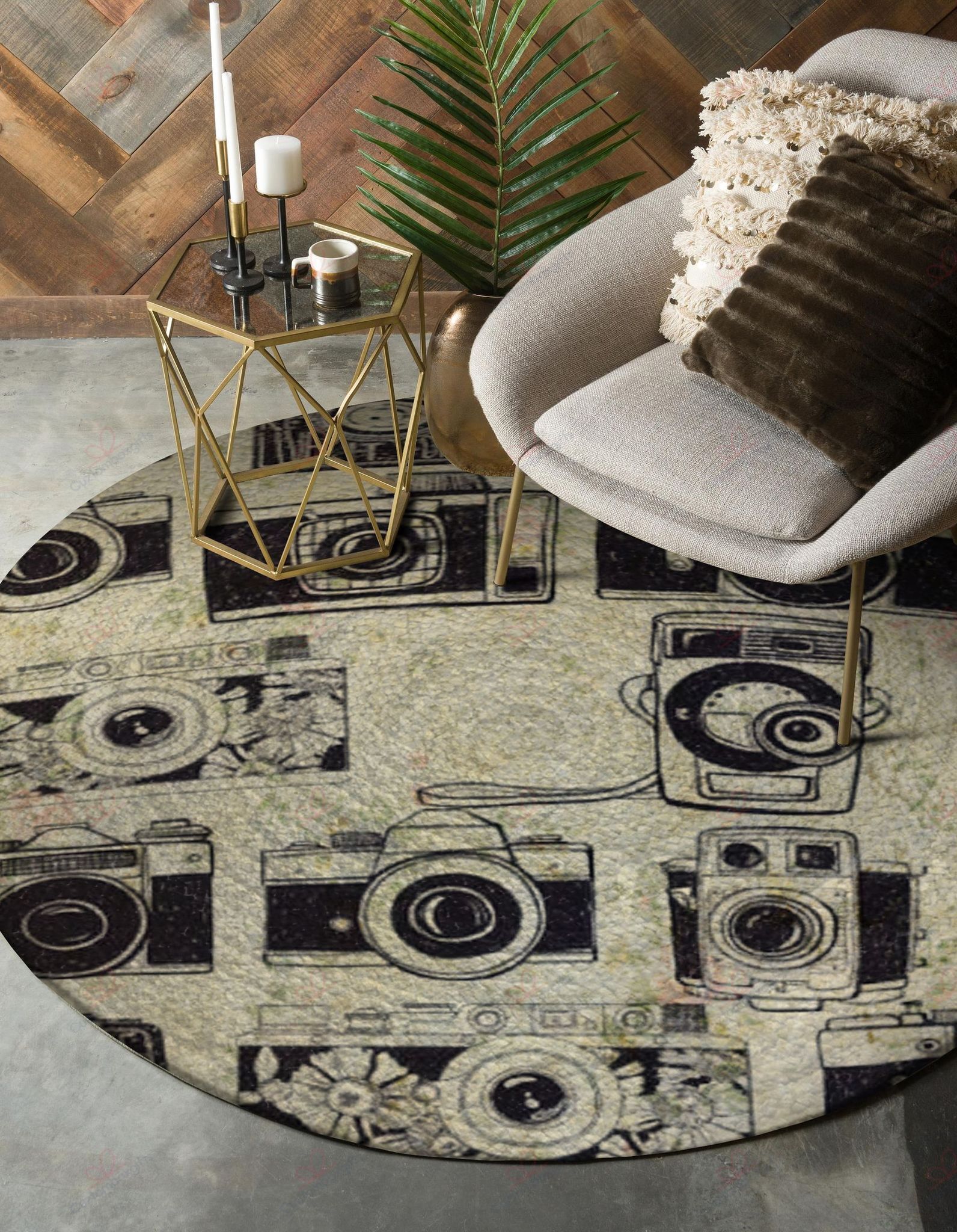 Camera Pattern Round Carpet Floor Rug Living Room Bedroom Decor Round Area Rug Carpet Camera Pattern Round Carpet Floor Rug Living Room Bedroom Decor Round Area Rug Carpet