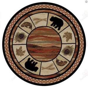 Camp Wild Bear Round Carpet Floor Rug Living Room Bedroom Decor Round Area Rug Carpet