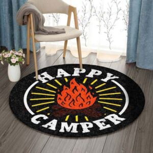 Camper Fire Round Carpet Floor Rug Living Room Bedroom Decor Round Area Rug Carpet
