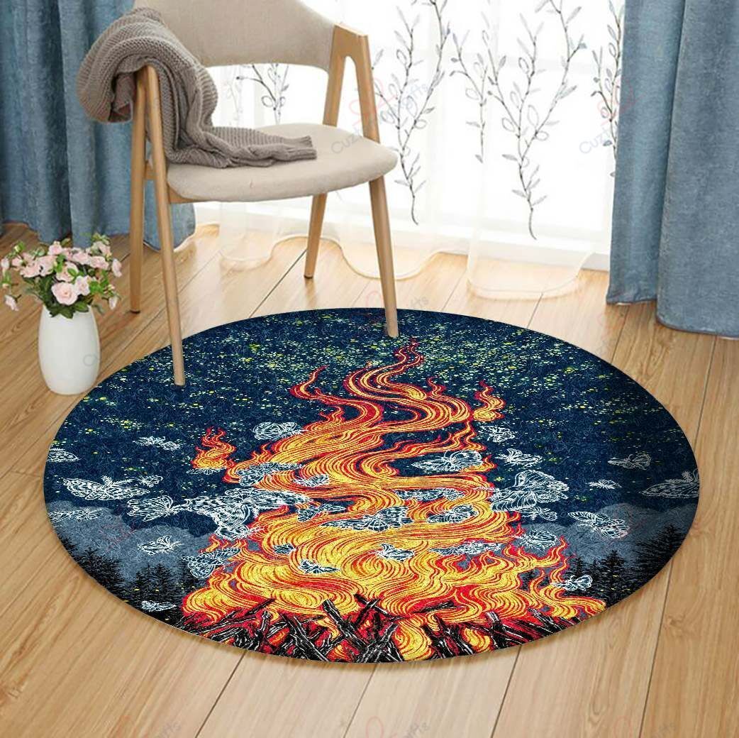 Campfire Round Carpet Floor Rug Living Room Bedroom Decor Round Area Rug Carpet Campfire Round Carpet Floor Rug Living Room Bedroom Decor Round Area Rug Carpet
