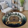 Camping Bear Round Carpet Floor Rug Living Room Bedroom Decor Round Area Rug Carpet