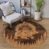 Camping Bear Wood Round Carpet Floor Rug Living Room Bedroom Decor Round Area Rug Carpet