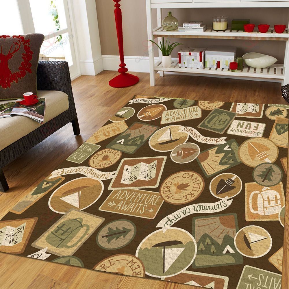 Camping Brown Stamp Rug Sport Decor Gift Floor Decor Living Room Carpet Rug Area Rug - 7c73e0d36fa2 Camping Brown Stamp Rug Sport Decor Gift Floor Decor Living Room Carpet Rug Area Rug - 7c73e0d36fa2