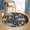 Camping Camp Round Carpet Floor Rug Living Room Bedroom Decor Round Area Rug Carpet