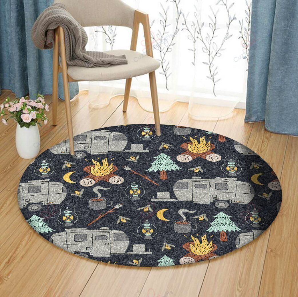 Camping Camp Round Carpet Floor Rug Living Room Bedroom Decor Round Area Rug Carpet Camping Camp Round Carpet Floor Rug Living Room Bedroom Decor Round Area Rug Carpet
