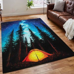 Camping Campfire Night Rug Sport Decor Gift Floor Decor Living Room Carpet Rug Area Rug - c238b7e731d1