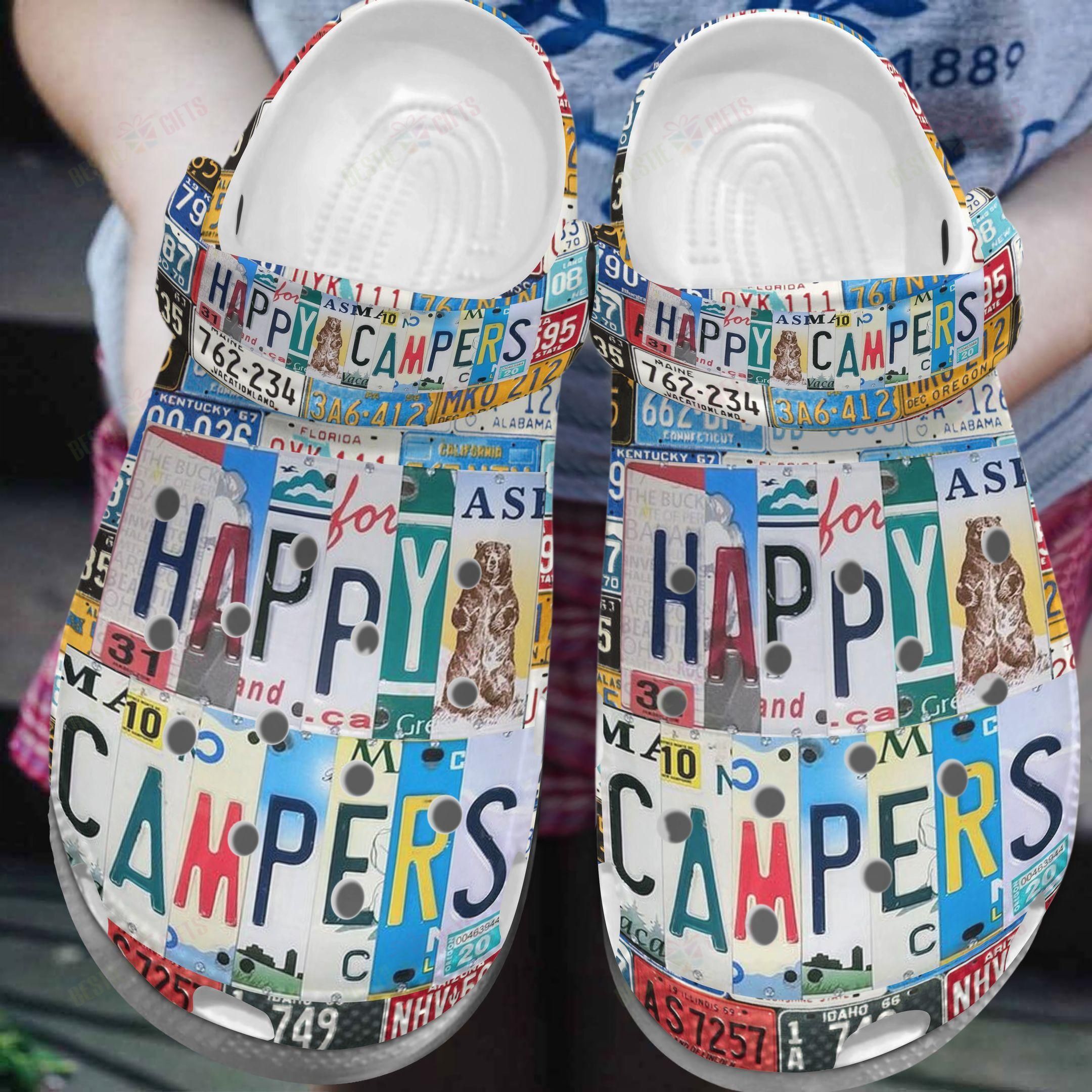 Camping Crocs Clog Classic Clog Whitesole Happy Campers Shoes Camping Crocs Clog Classic Clog Whitesole Happy Campers Shoes