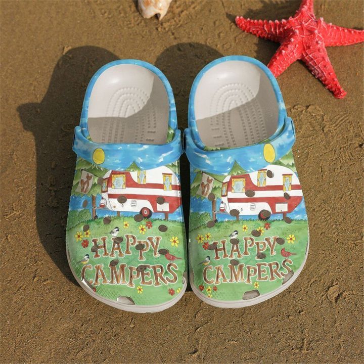 Camping Floral Happy Camper Sku 459 Crocs Crocband Clog Comfortable For Mens Womens Classic Clog Water Shoes Camping Floral Happy Camper Sku 459 Crocs Crocband Clog Comfortable For Mens Womens Classic Clog Water Shoes