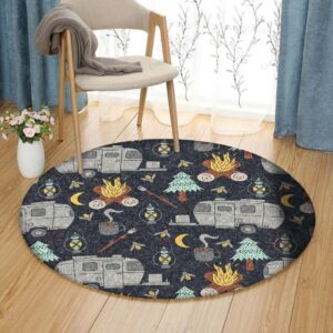 Camping Round Carpet Floor Rug Living Room Bedroom Decor Round Area Rug Carpet