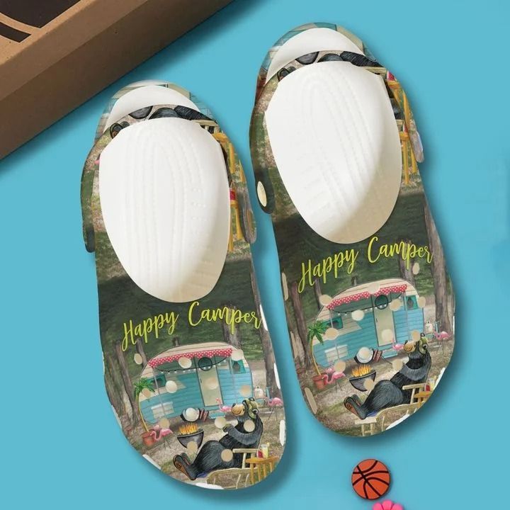Camping Happy Camper Bear Sku 413 Crocs Crocband Clog Comfortable For Mens Womens Classic Clog Water Shoes Camping Happy Camper Bear Sku 413 Crocs Crocband Clog Comfortable For Mens Womens Classic Clog Water Shoes