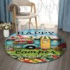 Camping Happy Camper Round Carpet Floor Rug Living Room Bedroom Decor Round Area Rug Carpet