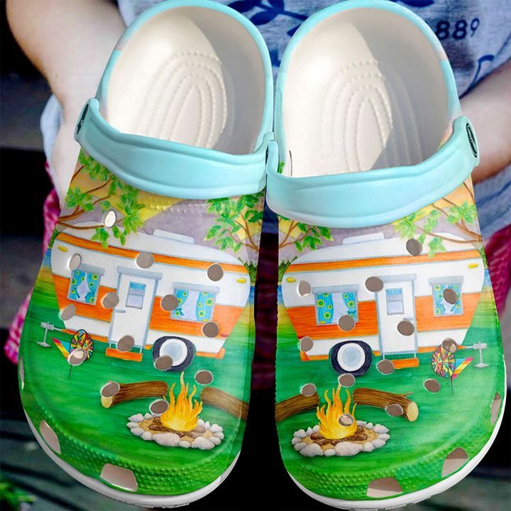 Camping Happy Campers V1 Sku 415 Crocs Crocband Clog Comfortable For Mens Womens Classic Clog Water Shoes Camping Happy Campers V1 Sku 415 Crocs Crocband Clog Comfortable For Mens Womens Classic Clog Water Shoes