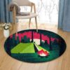 Camping In Night Round Carpet Floor Rug Living Room Bedroom Decor Round Area Rug Carpet