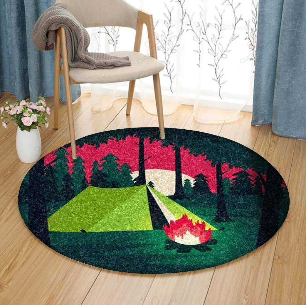 Camping In Night Round Carpet Floor Rug Living Room Bedroom Decor Round Area Rug Carpet Camping In Night Round Carpet Floor Rug Living Room Bedroom Decor Round Area Rug Carpet