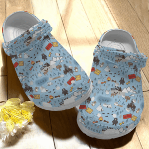 Camping Map Shoes Clog – Forest Lake Explore Crocs Clog Crocbland Clog Birthday Gift For Boy Girl