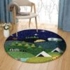 Camping Pattern 2 Round Carpet Floor Rug Living Room Bedroom Decor Round Area Rug Carpet