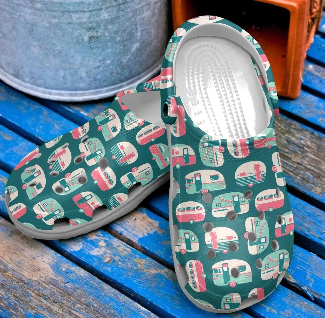 Camping Personalized Clog Custom Crocs Comfortablefashion Style Comfortable For Women Men Kid Print 3D Camping Van Pattern Camping Personalized Clog Custom Crocs Comfortablefashion Style Comfortable For Women Men Kid Print 3D Camping Van Pattern
