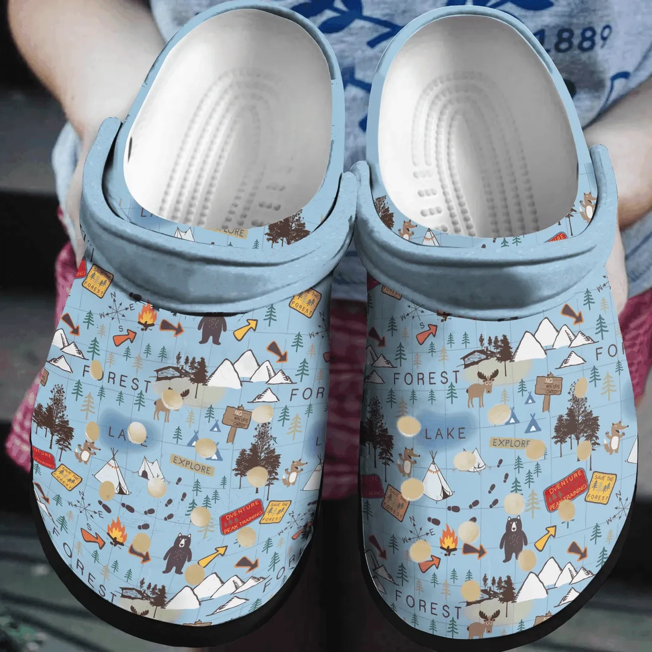 Camping Personalized Clog Custom Crocs Comfortablefashion Style Comfortable For Women Men Kid Print 3D The Forest Map Camping Personalized Clog Custom Crocs Comfortablefashion Style Comfortable For Women Men Kid Print 3D The Forest Map