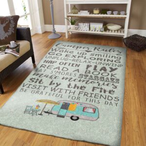 Camping Rules 1 Rug Sport Decor Gift Floor Decor Living Room Carpet Rug Area Rug - edea84fe41f6