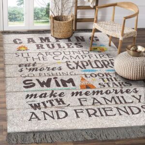 Camping Rules 2 Rug Sport Decor Gift Floor Decor Living Room Carpet Rug Area Rug - ebb42a67e978