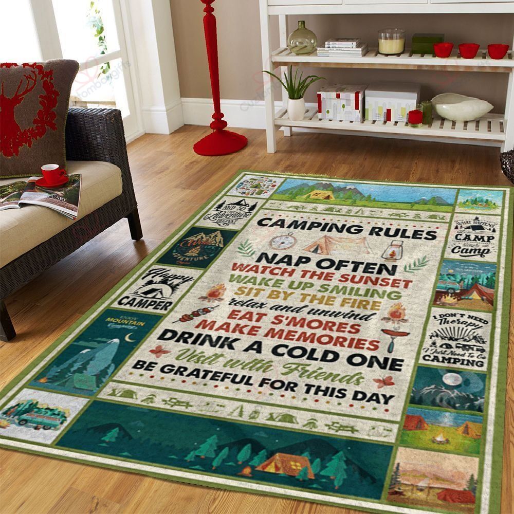 Camping Rules Rug Sport Decor Gift Floor Decor Living Room Carpet Rug Area Rug - f69c30364fe7 Camping Rules Rug Sport Decor Gift Floor Decor Living Room Carpet Rug Area Rug - f69c30364fe7
