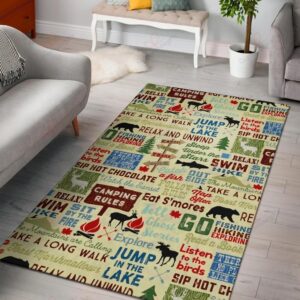 Camping Rules Rug Sport Decor Gift Floor Decor Living Room Carpet Rug Area Rug - 1f289170a645