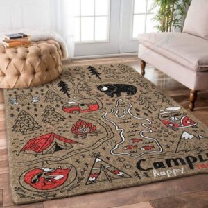 Camping Symbol Vintage Rug Sport Decor Gift Floor Decor Living Room Carpet Rug Area Rug - b53c75a1ca60
