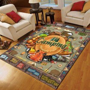Camping Things Rug Sport Decor Gift Floor Decor Living Room Carpet Rug Area Rug - 596ad79fb5e5