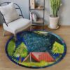 Camping Under Star Round Carpet Floor Rug Living Room Bedroom Decor Round Area Rug Carpet