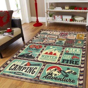 Camping Vintage Rug Sport Decor Gift Floor Decor Living Room Carpet Rug Area Rug - 9e2ac4ba7ffa