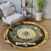 Camping Wanderlust Round Carpet Floor Rug Living Room Bedroom Decor Round Area Rug Carpet